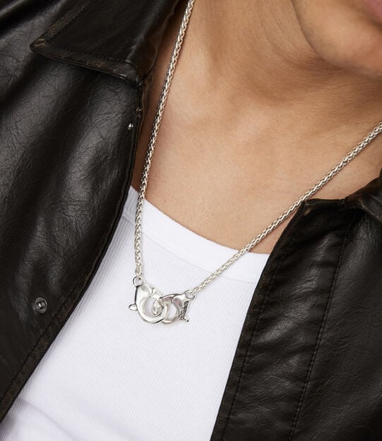 Necklace with intertwined carabiner, Silver, large