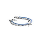 Blue silk thread and metal bracelet with starfish