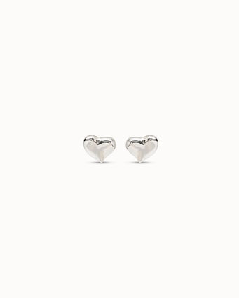 Sterling silver-plated medium sized heart shaped earrings