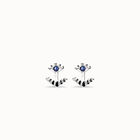 Eye-shaped stud earrings with blue crystal
