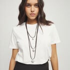 Collar triple de cuero con tres esferas ba&ntilde;adas en plata de ley