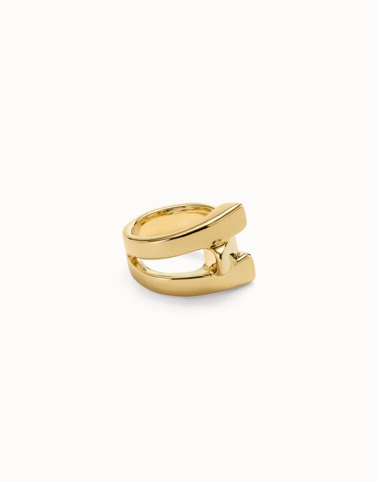 Anillo ba&ntilde;ado en oro rectangular liso para mujer