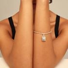Sterling silver-plated padlock charm with topaz letter P