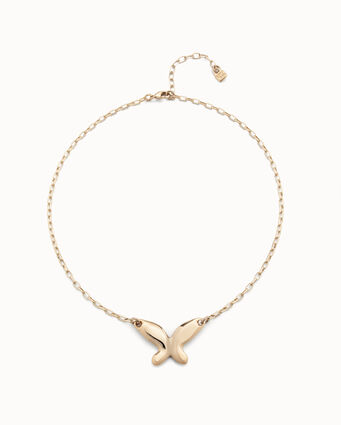 18K gold-plated effect necklace with central butterfly