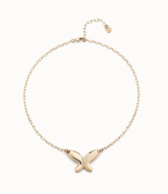 Sterling silver-plated thin effect chain with central butterfly