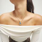 Necklace with rectangular blue faceted crystal