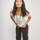 Multi strand leather necklace with three spheres
