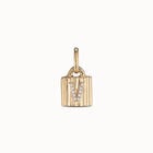 18K gold-plated padlock charm with topaz letter V