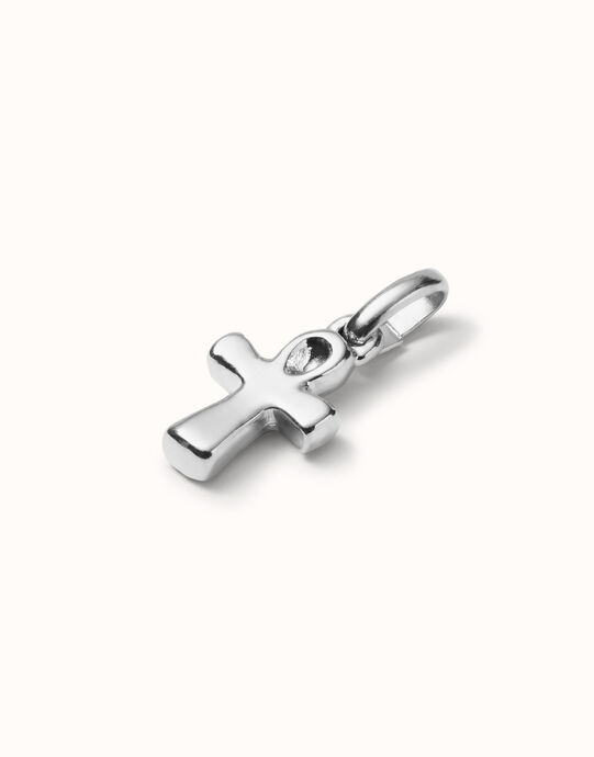 Charm ba&ntilde;ado en plata de ley con forma de cruz