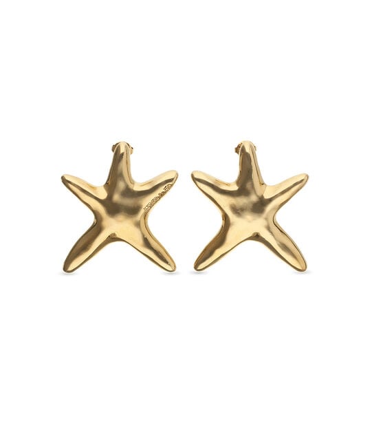 Pendientes grandes ba&ntilde;ados en oro estrella de mar