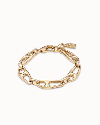 18K gold-plated bracelet with links and carabiner clasp