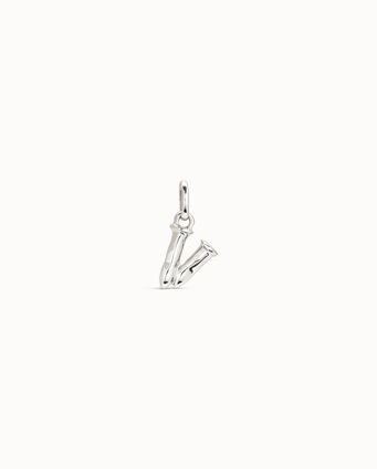 Sterling silver-plated letter V charm