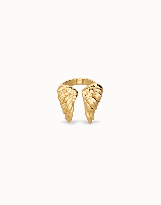 Anillo ba&ntilde;ado en oro 18k con forma de alas