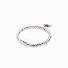 Beaded  stretch bracelet with heart and pink crystal