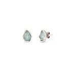 Earrings with an aqua-green drop-shaped faceted crystal