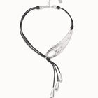 Leather necklace with fringes with drops
