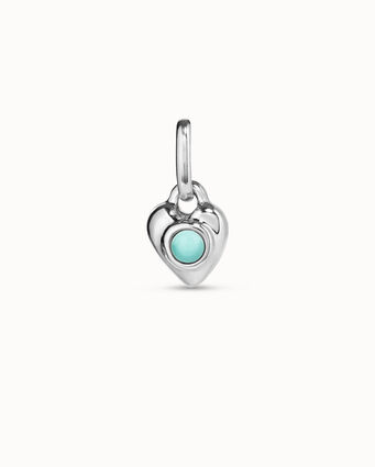 Sterling silver-plated heart shaped charm with murano glass