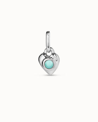 Charm placcato argento Sterling a forma di cuore e cristallo di Murano