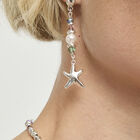 Long earrings with starfish and pearl
