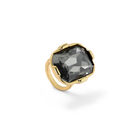 Rectangular ring with a grey faceted crystal