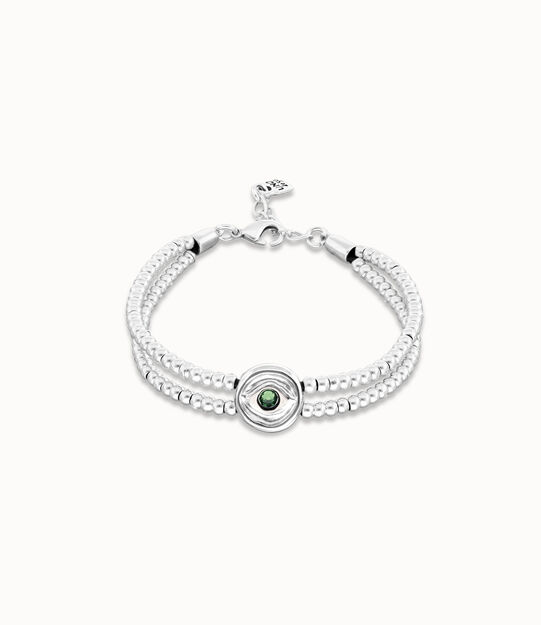 Two-strand beaded bracelet with an eye-shaped charm