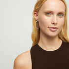 Drop earrings with leather and chained hearts