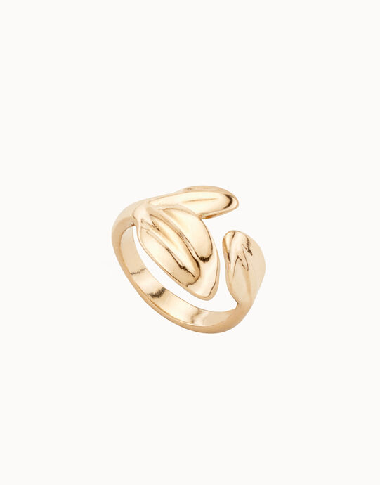 Anillo liso minimalista ba&ntilde;ado en oro para mujer