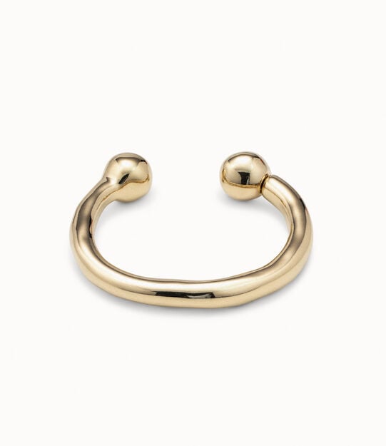 Bangle bracelet with double ball, Golden, large