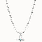 Cadena larga ba&ntilde;ada en plata de ley con cruz central con cristal de murano