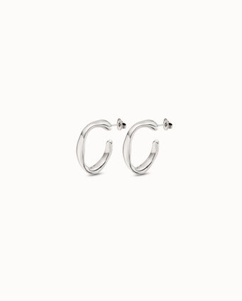 Sterling silver-plated wide hoop earrings
