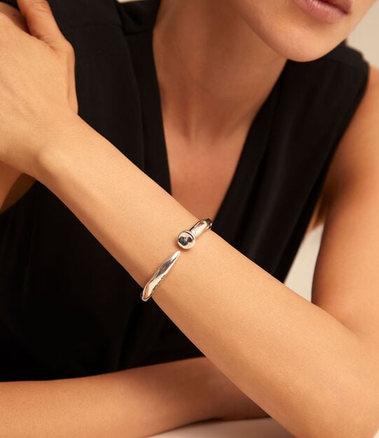 Nail shaped bangle bracelet, Silver, large