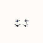 Eye-shaped stud earrings with blue crystal