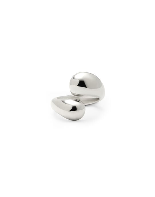 Anillo ba&ntilde;ado en plata con doble forma de gota