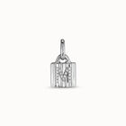 Sterling silver-plated padlock charm with topaz letter M