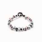 Beaded bracelet with leather