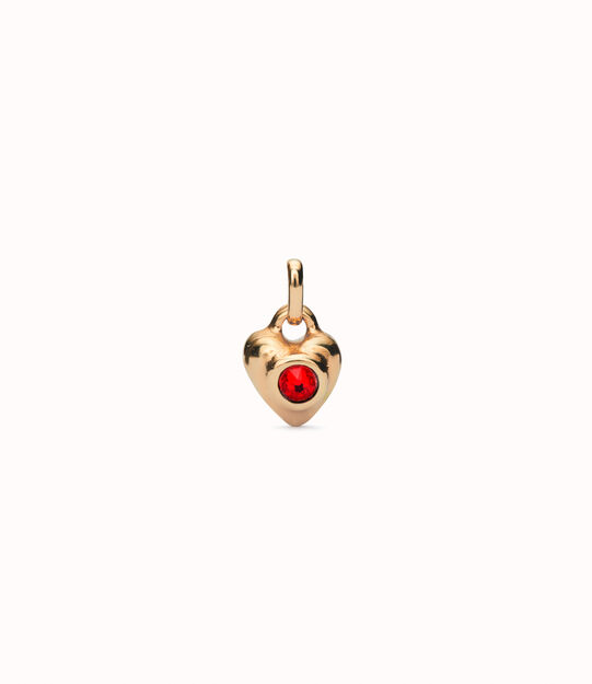 18K gold-plated charm with red crystal.