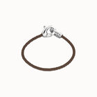 Brown leather bracelet with interlocking carabiner