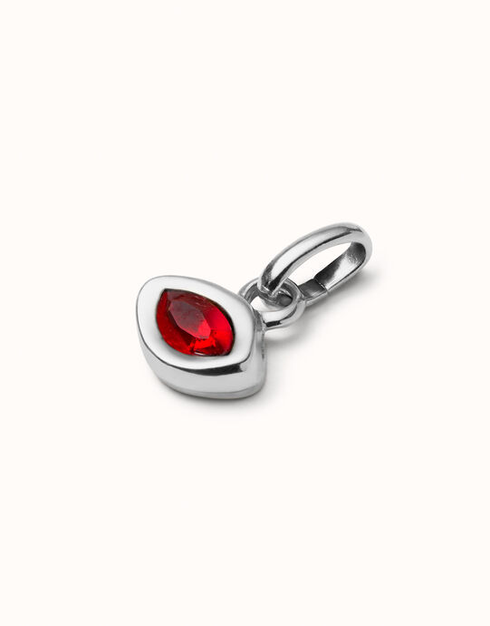 Charm ba&ntilde;ado en plata de ley con cristal rojo, Plateado, large