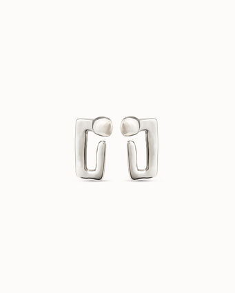 Sterling silver-plated medium sized rectangular nail shaped stud earrings
