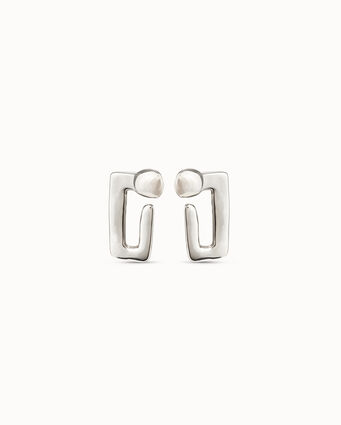 Orecchini stud placcati argento Sterling di forma rettangolare a chiodo di dimensioni medie