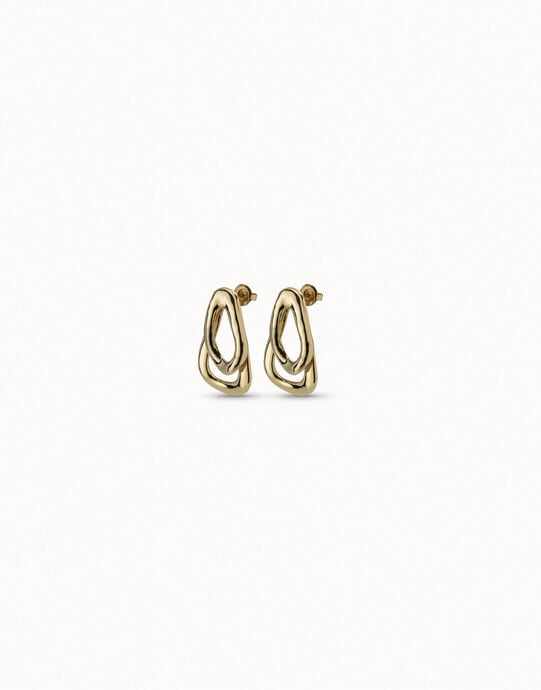 Earrings with 2 overlapping links, Golden, large