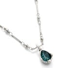 Necklace with a green drop-shaped faceted crystal
