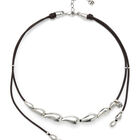 Leather necklace with intertwined drops