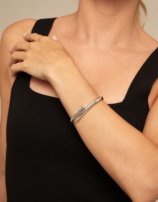 Tubular shaped bangle bracelet, Silver, large