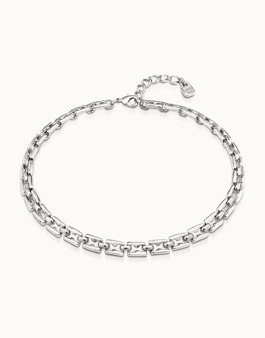 Collar ba&ntilde;ado en plata de ley con eslabones cuadrados