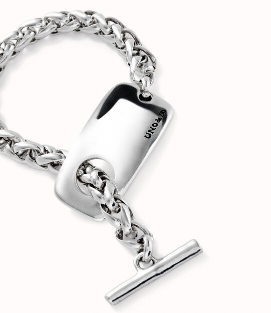 Pulsera de cadena bañada en plata de ley con pieza ajustable central