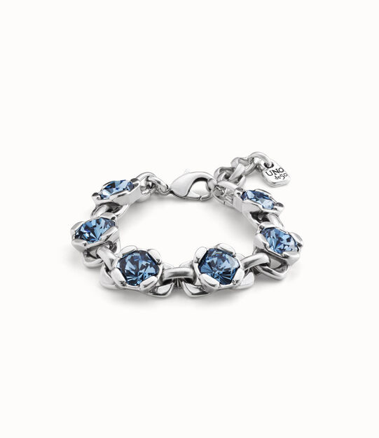 Sterling silver-plated link bracelet with blue crystals