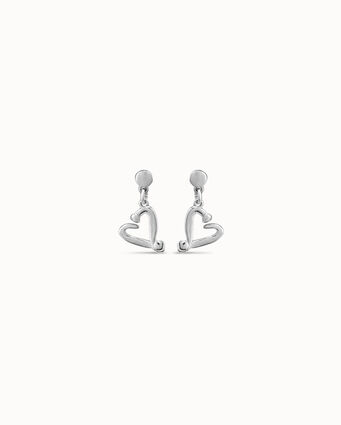 Sterling silver-plated nailed heart shaped earrings