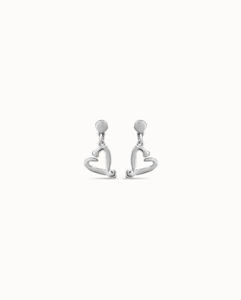 Boucles d’oreilles plaquées argent en forme de cœur clouté