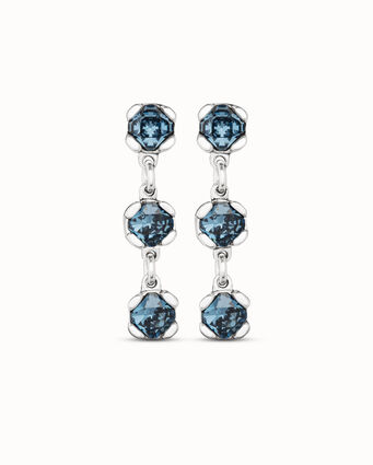 Sterling silver-plated earrings with blue crystals